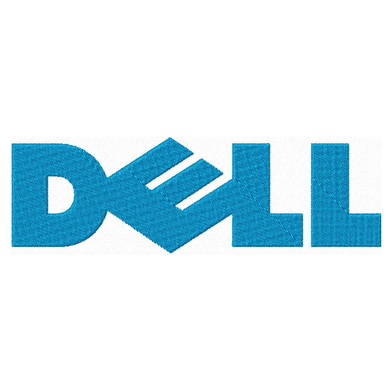 Dell logo embroidery design showcasing a detailed stitched motif for electronics manufacturers.