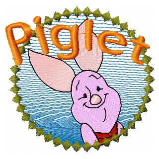 Piglet badge embroidery design - Embroidery Design