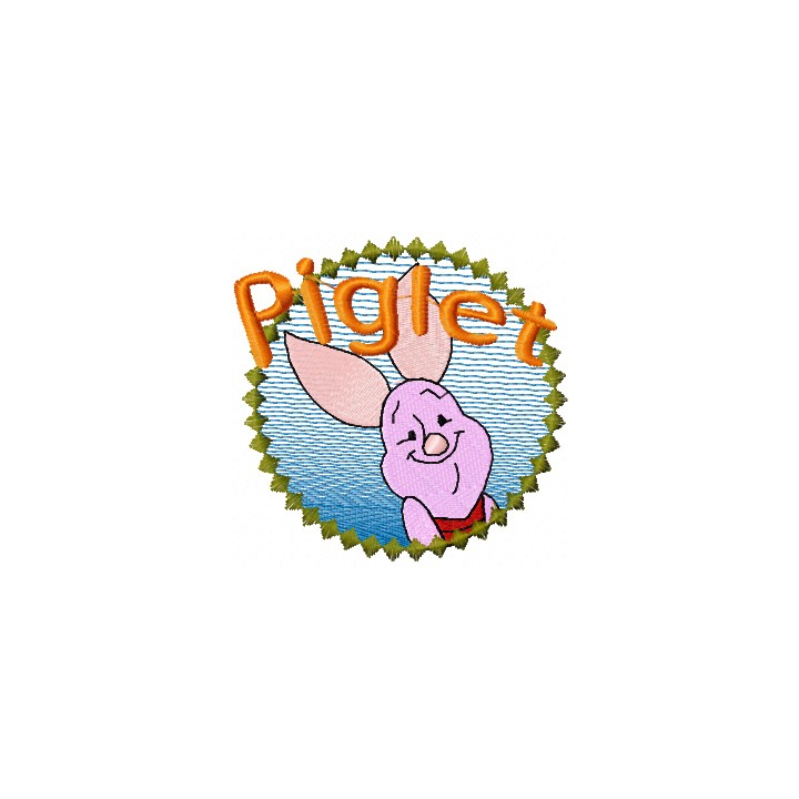 Piglet badge embroidery design - Embroidery Design