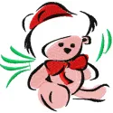 Teddy bear Christmas embroidery design featuring a cute bear with festive elements, ideal for holiday projects.