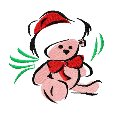 Teddy bear Christmas embroidery design featuring a cute bear with festive elements, ideal for holiday projects.