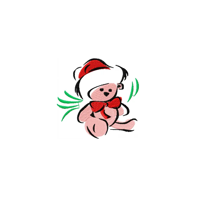 Teddy bear Christmas embroidery design featuring a cute bear with festive elements, ideal for holiday projects.