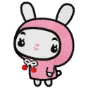 Cute baby bunny embroidery design featuring a charming bunny motif, ideal for baby onesies and blankets.