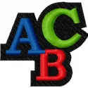 School decoration element embroidery design featuring playful alphabet and numbers for creative stitching projects.