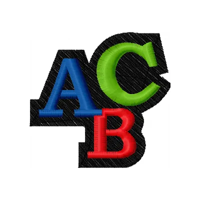 School decoration element embroidery design featuring playful alphabet and numbers for creative stitching projects.