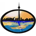 Toronto embroidery design showcasing iconic landmarks, perfect for embellishing travel-themed projects.