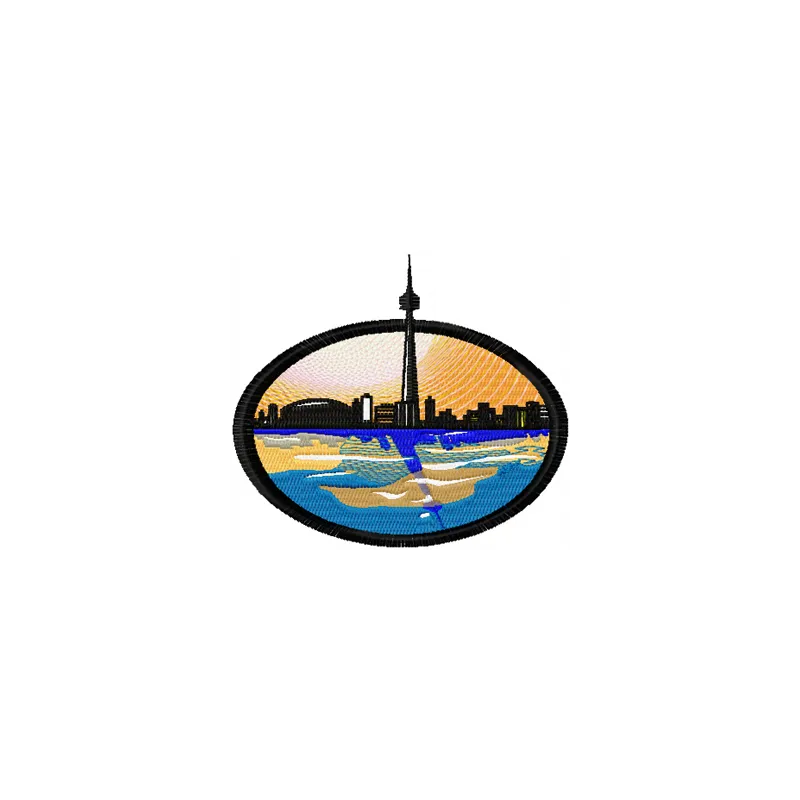 Toronto embroidery design showcasing iconic landmarks, perfect for embellishing travel-themed projects.