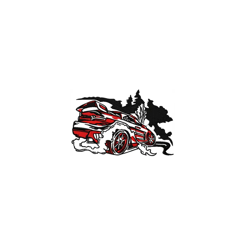 Racing Car embroidery design showcasing a dynamic stitched motif for sports enthusiasts and hobbyists.