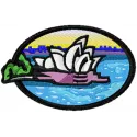 Sydney Opera House embroidery design showcasing intricate details, perfect for travel-themed projects and souvenirs.