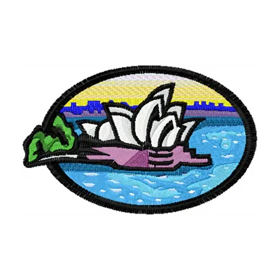 Sydney Opera House embroidery design showcasing intricate details, perfect for travel-themed projects and souvenirs.