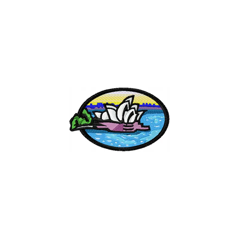 Sydney Opera House embroidery design showcasing intricate details, perfect for travel-themed projects and souvenirs.