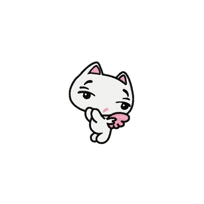Adorable little cute kitty embroidery design featuring a playful feline, perfect for various crafting projects.