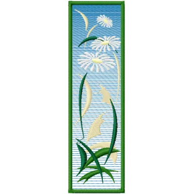 Summer bookmark embroidery design featuring vibrant floral motifs, ideal for decorative stitching on bookmarks.
