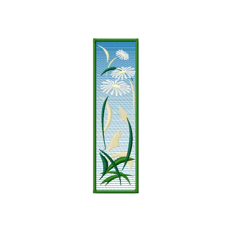 Summer bookmark embroidery design featuring vibrant floral motifs, ideal for decorative stitching on bookmarks.