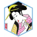 Geisha embroidery design showcasing intricate details, perfect for stitching on apparel or home decor items.