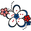 Flower it embroidery design preview showcasing a vibrant floral motif suitable for various fabric projects.