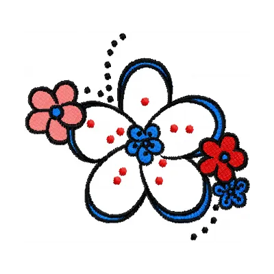 Flower it embroidery design preview showcasing a vibrant floral motif suitable for various fabric projects.