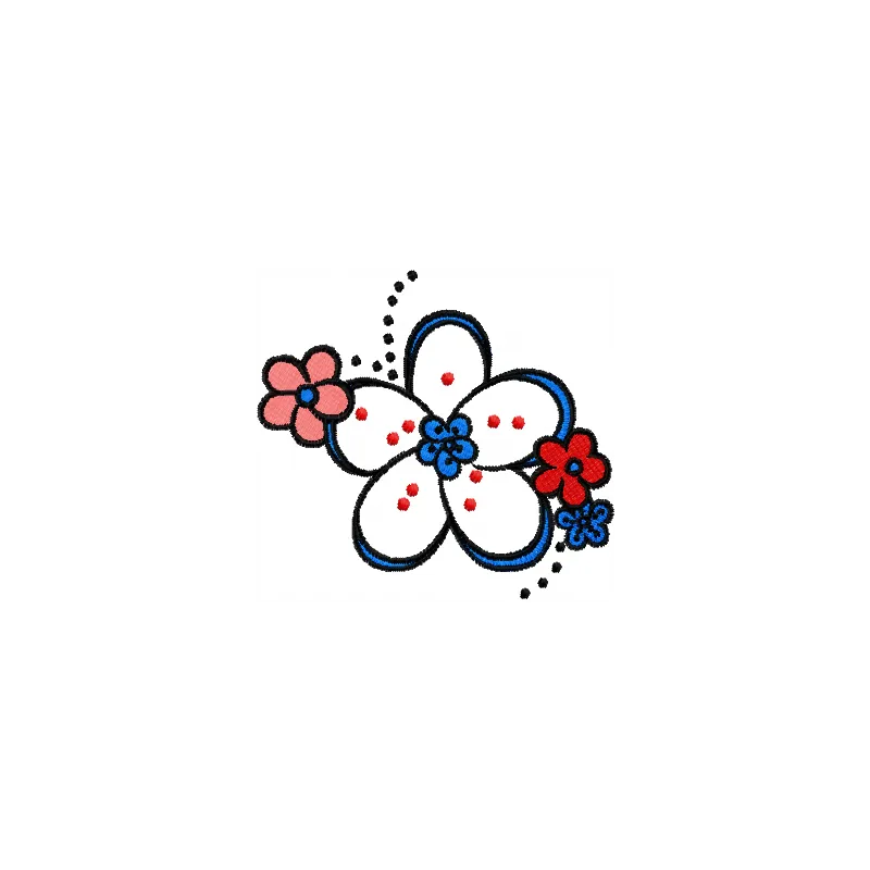 Flower it embroidery design preview showcasing a vibrant floral motif suitable for various fabric projects.