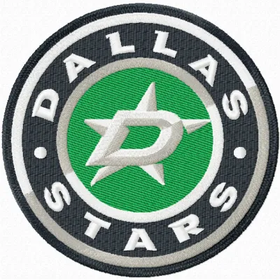 Dallas Stars logo embroidery design showcasing a hockey team emblem, ideal for stitching on apparel and accessories.