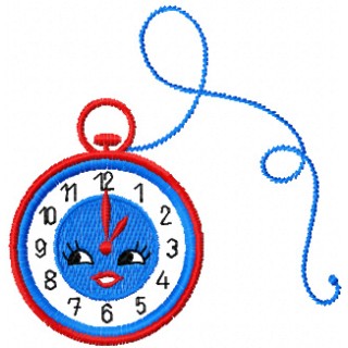 Happy clock embroidery design - Embroidery Design