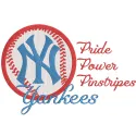 New York Yankees pride power pinstripes embroidery design featuring bold pinstripe patterns and iconic team colors.