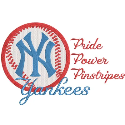 New York Yankees pride power pinstripes embroidery design featuring bold pinstripe patterns and iconic team colors.