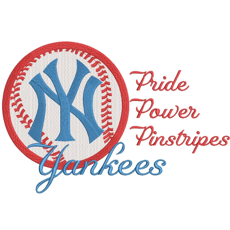New York Yankees pride power pinstripes embroidery design featuring bold pinstripe patterns and iconic team colors.