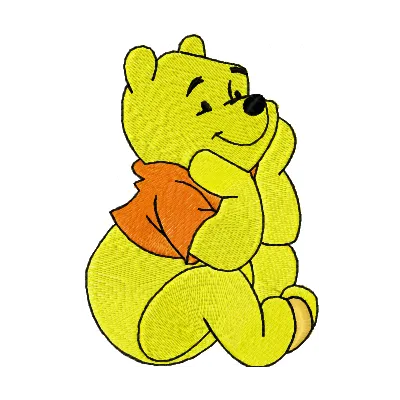 Winnie Pooh embroidery design featuring the beloved cartoon character, ideal for stitching on baby onesies and t-shirts.
