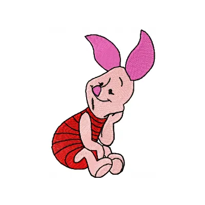 Charming Piglet embroidery design featuring a cute cartoon character, perfect for embellishing t-shirts or baby onesies.