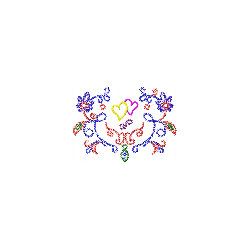 Preview of a two flowers modern variant embroidery design, ideal for FSL and decorative stitching projects.