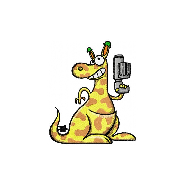 Kangaroo with a gun embroidery design - Embroidery Design