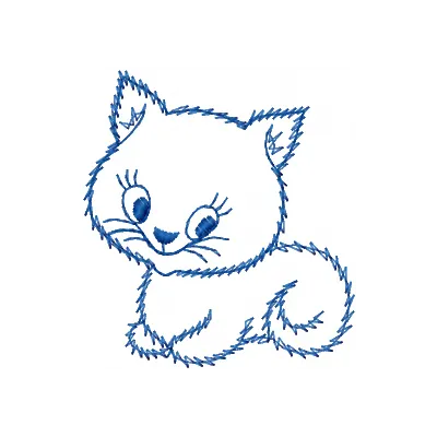 Cute Kitty embroidery design showcasing a playful cat motif, perfect for stitching on t-shirts and tote bags.