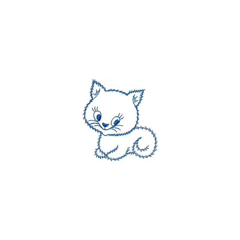 Cute Kitty embroidery design showcasing a playful cat motif, perfect for stitching on t-shirts and tote bags.