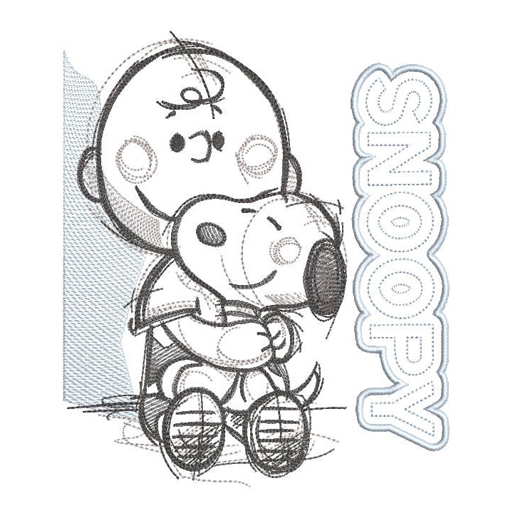 Snoopy hugs Charlie brown embroidery design - Embroidery Design