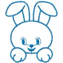 Little happy bunny face embroidery design showcasing a cheerful bunny motif ideal for crafting and stitching projects.