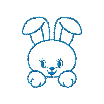 Little happy bunny face embroidery design showcasing a cheerful bunny motif ideal for crafting and stitching projects.