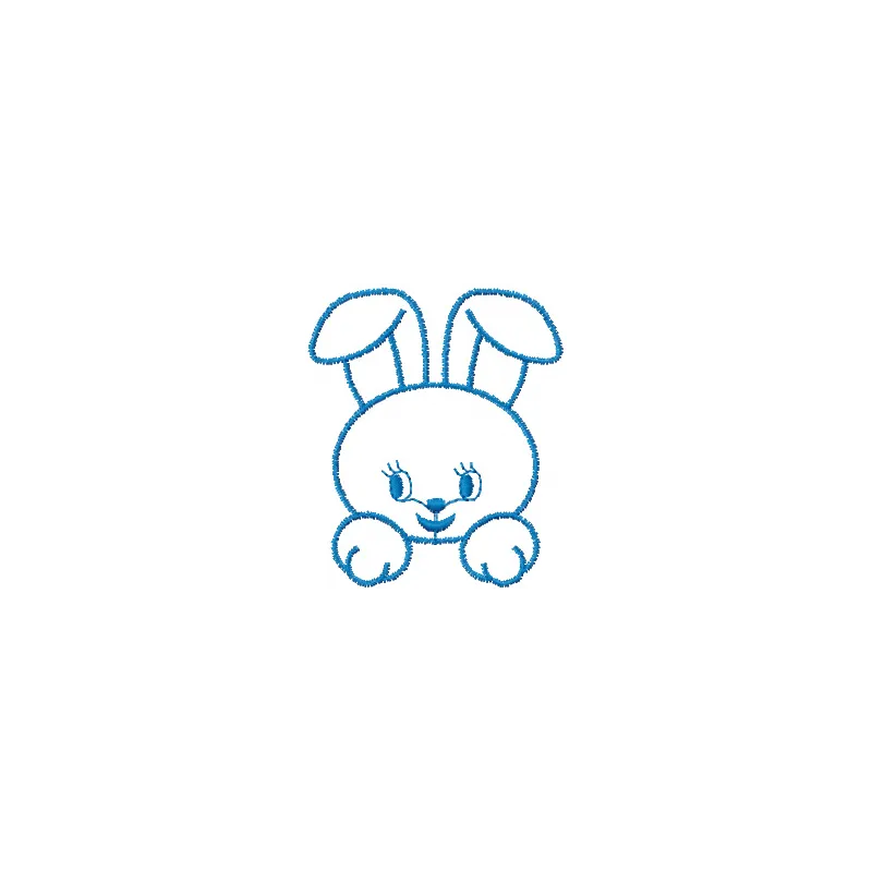 Little happy bunny face embroidery design showcasing a cheerful bunny motif ideal for crafting and stitching projects.