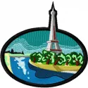 Paris embroidery design showcasing iconic landmarks, ideal for stitching on tote bags and hoodies.