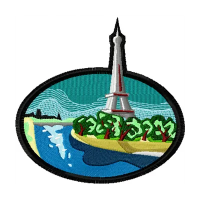 Paris embroidery design showcasing iconic landmarks, ideal for stitching on tote bags and hoodies.