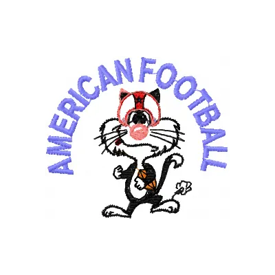American football embroidery design featuring a playful cartoon style, ideal for sports-themed projects.
