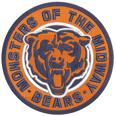 Chicago Bears Slogan Round Logo embroidery design featuring the team's iconic logo in vibrant colors.
