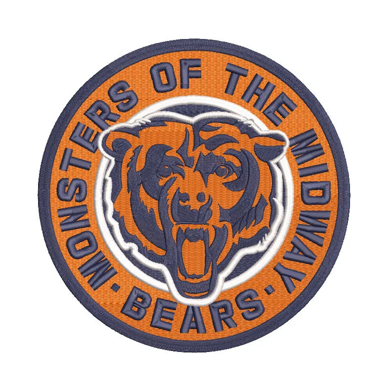 Chicago Bears Slogan Round Logo embroidery design featuring the team's iconic logo in vibrant colors.
