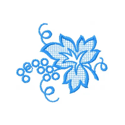 Preview of a blue leaf embroidery design, showcasing a delicate floral motif for creative stitching projects.