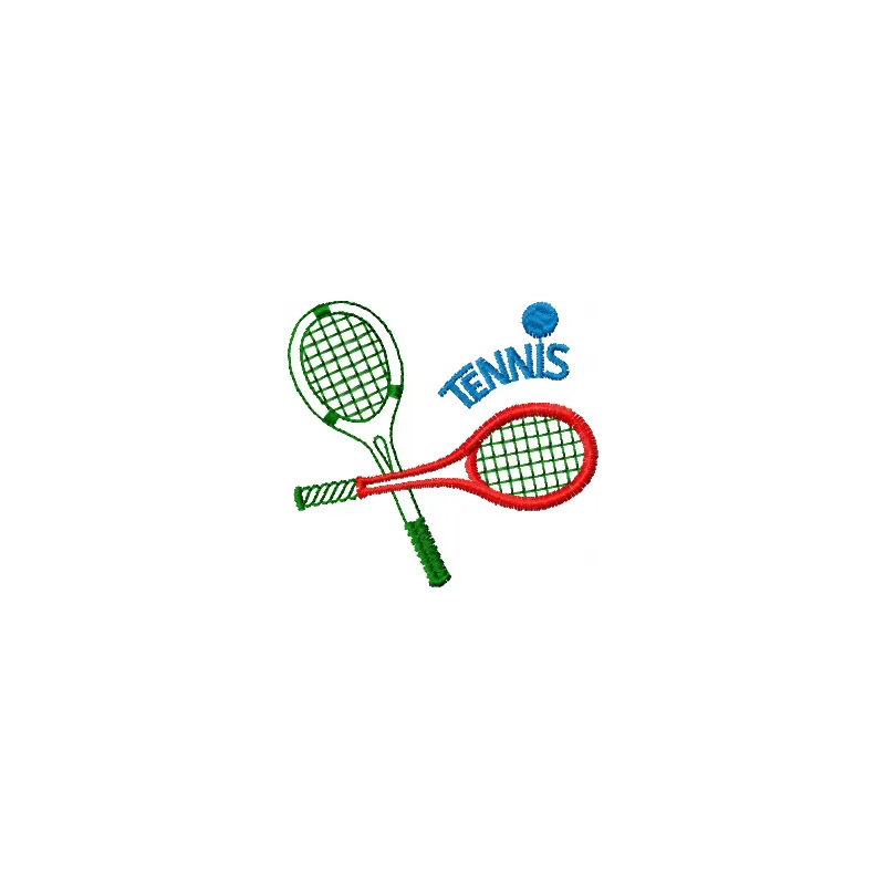 Tennis embroidery design featuring a racket and ball, ideal for stitching on sports gear and accessories.