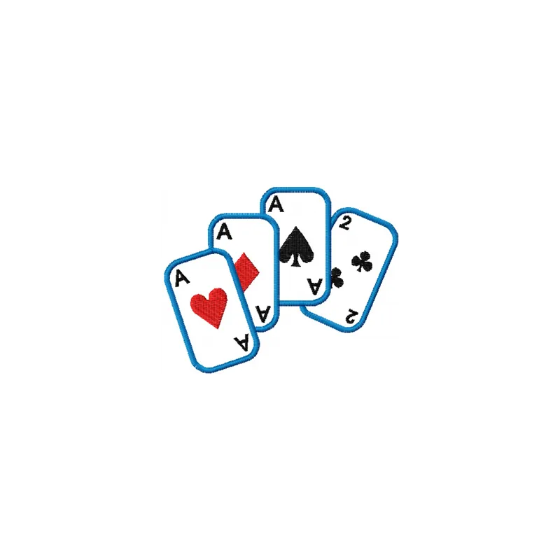 Embroidery design featuring playing cards, perfect for stitching on caps, t-shirts, or tote bags.