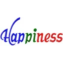 Happiness embroidery design featuring joyful symbols, ideal for embellishing t-shirts, tote bags, and more.