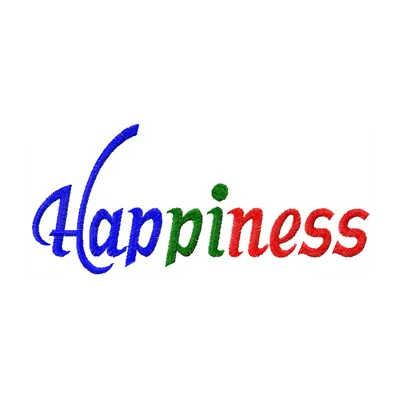 Happiness embroidery design featuring joyful symbols, ideal for embellishing t-shirts, tote bags, and more.
