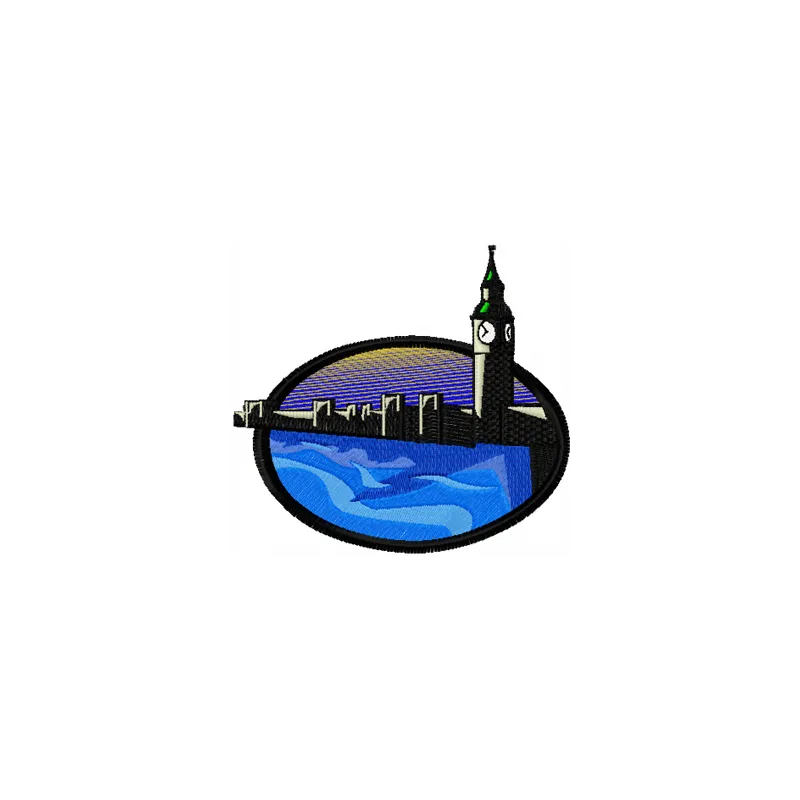 London embroidery design showcasing iconic landmarks, ideal for travel enthusiasts and creative projects.