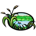 Hunting landscape embroidery design showcasing a scenic wilderness for stitching on apparel and home decor.