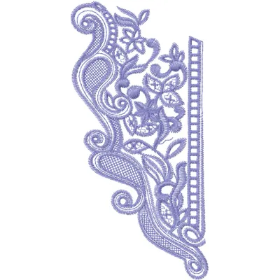 Delicate lace collar embroidery design showcasing intricate stitching patterns for elegant garment embellishment.